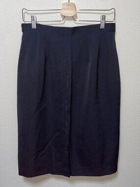 Notewo Black Tight Skirt Knee-Length Midi Embroidery